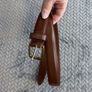 Cole Haan Vintage Cognac Leather Belt with Brass Buckle Made in the USA Size 34